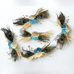 Set of 5 Dried Flower Bunches for Hampers | Handmade Sola Wood Flower Bunch for Trousseau Packing, Gift Hampers, Wedding Trays, Brooch & DIY Crafts (Hamper Attraction) (Blue)-picture-29