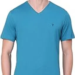 van heusen Athleisure Men T-Shirt - Cotton Rich - Smart Tech, Easy Stain Release, Anti Stat, Ultra Soft, Moisture Wicking_60001_Turkish Blue_XXL-picture-14