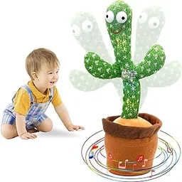 PLUSPOINT Dancing Cactus Talking Toy Kids Children Plush Electronic Toys Baby Singing Wriggle Voice Record Repeats What You Say LED Lights Toddler Funny Gift (Dancing Cactus)-picture-38