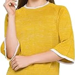 globus Women Mustard White Pullover Sweater-picture-51