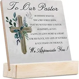 Sarvada Decor Pastor Appreciation Gifts Wood Plaque With Wooden Stand Sign, Pastor Gifts For Men Preacher, Birthday Gift For Pastor, Unique Thank You Present Religious Christian Tabletop Décor-image-7