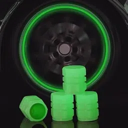 KRUTEAZ New Bike Car Tyre Air Valve Caps Universal Fluorescent Tire Valve Caps for Cars & Bikes with Neon Glow Brighten Up Your Ride Instantly (Pack of 4, Green)-picture-64