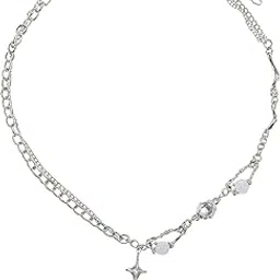 flavizo Y2K Necklace for Girls, Vintage Bead Chain, Aesthetic Jewellery, Trendy Necklaces, Fashion Y2K Jewellery Accessory, Stylish Retro Necklace-picture-46