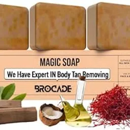 Tan Removal Sandalwood & Saffron and Coconut oil Magic Soaps For Bath | Paraben Free | Chandan & Kesar Bath Soap | Handmade Soaps For Glowing | Skin Brightening Soap For Men & Women| (Pack of 100 gram*3)-picture-30