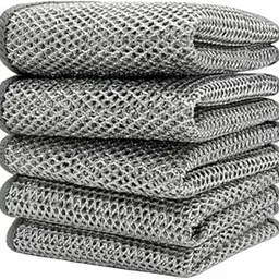 DEEPOOS Steel Wool Scrubber for Kitchen and Utensils Cleaning, Non-Scratch Wire Dish Cloth, Double Layer Pack of 5-picture-17