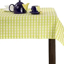 PIXEL HOME DECOR Tea Tablecloth Checks 100% Cotton - Center Table Cover/Cotton Center Table Cover for Living Room (140x140 CM) NEON-image-24