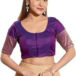 vamas Women's Silk Padded Self Design Half Sleeve Readymade Saree Blouse (X-1226.ELB)-picture-46