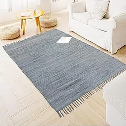 Bedsheets/Rug Striped Hand Woven 4 x 6 Feet Rug Runners Reversible Recycled Chindi Area Rugs for Kitchen, Living Room, Bedroom (MULTI01, 4x6 Feet)-image-18