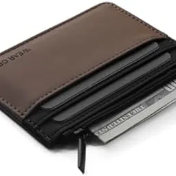 oblik Core unisex adult Cardholder|Rubberised Waterproof Fabric|Minimal Monogramming|4 Card Slots & 1 Zipper Pocket (Brown, Card Holder)-picture-13
