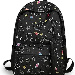 Galaxy Space Backpack, Black with Stars, Planets and Constellations Pattern, School Travel Collage Bag-picture-47