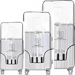 rywell Combo of 3 Trolley Bag Cover/Suitcase Bag Cover/Waterproof Dustproof Luggage Cover/Zippered Clear PVC Suitcase Covers Protectors (28 inch, 24 inch, 20inch)-picture-54