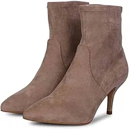 saintg Saint Jemima Taupe Stretch Suede Kitten Heel Ankle Boots-picture-56