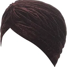 BISMAADH Soft Velvet Twisted Pleated Pre Tied Knot Readymade Turban/Pagri Chemo Cap Head Wraps-Cover for Men�s & Women�s-picture-14