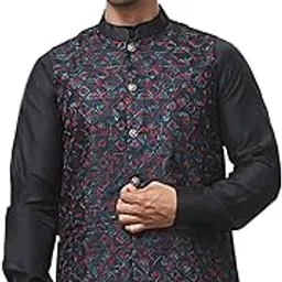 jompers Men's Embroidered Silk Blend Nehru Jacket.-picture-47
