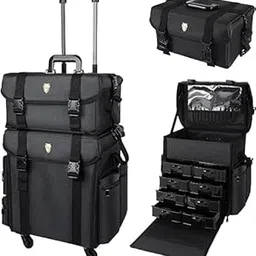 Professional Trolley Bag Vanity For Multi Function Artist Makeup Box Rolling Trolley Makeup Beauty Train Case Cosmetic Organizer (Black) Multi Storage Vanity Bag (Width: 46 Cm,Medium)-picture-48