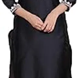 Women's Satin Embroidered Printed Straight Kurti-image-6