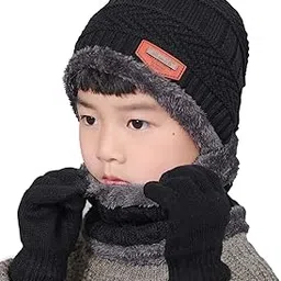 t wilker 3Pcs Winter Hats Neck Warmer Scarf and Touch Screen Gloves Set for Kids-picture-27