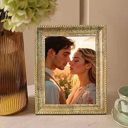 Art Street Table Rectangular Photo Frame, Plexi Glass, Engineered Wood Photo Frame for Home and Office Decoration Tabletop (Gold, Size- 5x7 Inch)-picture-14