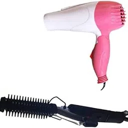 COMBO Pack 0f NV-1290 Foldable Hair Dryer with 2 Speed Setting 1000 WATT Hair Dryer (PINK) and 471B Hair Curler Iron For Women_AB-picture-18