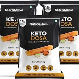 NutroActive Keto Dosa Mix, Gluten Free, 2 gm Net Carb Per Dosa- 350 g (Pack of 3) image 1
