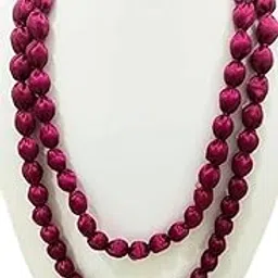 Handmade Fabric Bead Necklace for Women & Girls | Double Layer Adjustable Cloth Jewelry | Ethnic, Haldi, Bridal Wear (Multiple Colors) (1, Maroon)-picture-47