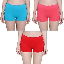 glamoras Women’s Nylon Spandex Seamless No Panty Lines No Show Boushorts Panty - Free Size, Pack of 3-picture-26