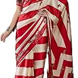 pandadi saree Women's Satin Silk Printed Work Saree With Unstitched Blouse Piece-picture-20