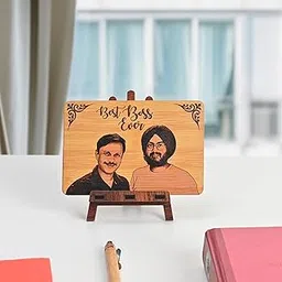 GKD Personalized Wooden Photo Frame For Boss, Manager & Colleagues - Gift For Boss With Photo On Plaque Customized Gifts For Office Colleague (6x4 Inches, Natural Wood), Tabletop-image-57