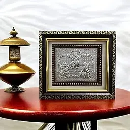 999 Pure Silver Laxmi Ganesh Saraswati Frame |5x5.5 Inch Frame Tabletop Stand & Wall Mount|Suitable for Gifting,Pooja Room,Office,Home Decor,Car Dashboard(Trimurti 5x5.5 Inch Frame)-picture-66