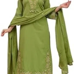 Women's 3-Piece Cotton Embroidery Kurti Set with Dupatta | Premium 60x60 Cotton | Sizes M-3XL-image-42