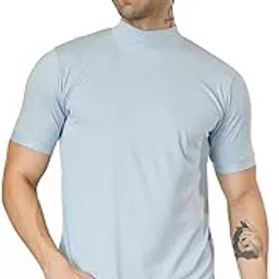 top dog Men's Solid High Neck Half Sleeve T-Shirt | Soft Cotton Blend | Casual Fit Tee-picture-52