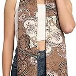 Ravaiyaa - Attitude is everything Women Brown & Cream Hand Block Floral Printed Cotton Tasseled Scarf 71" X 21" Inch-picture-14