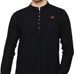 kuons avenue Men's Casual Denim Short Kurta | Full Sleeve | Mandarin Collar | Tailored Fit Ethnic Wear for Everyday Wear-picture-13