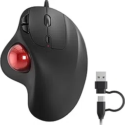 Nulea M509 Trackball Mouse Wired, Ergonomic Design, Easy Thumb Control, Precise & Smooth Tracking, 2-in-1 Interface (Type A &Type C), Compatible for PC, Laptop, Mac, Windows(Red).-picture-63