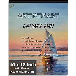 Natural Cotton Primed Canvas Pad | Suitable for Acrylic Oil and Craft Painting | Tear Off Sheets for Study Work and DIY Projects | 10 Sheets | 10 x 12 Inch-image-20