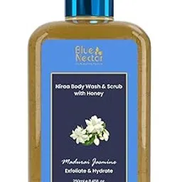 Blue Nectar Exfoliating Body Wash & Scrub for Rough & Bumpy Skin | Madurai Jasmine Tan Removal Body Scrub for Women & Men (10 herbs, 250ml) image 1