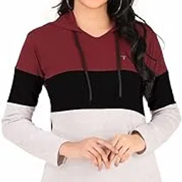 fine t touch Women's Slim Fit Full Sleeve Cotton Hoodie T-Shirt-picture-37