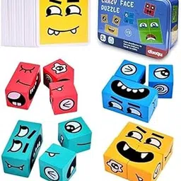 Wooden Face Changing Magic Cube Game, Expression Puzzle Building Blocks Pattern Matching Game, Educational Puzzles Toy Board Games for Kids-picture-33
