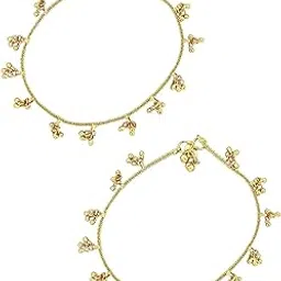 9blings Gold Plated Thin Bell Anklet For Women and Girls-picture-19