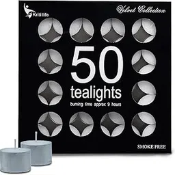 Kriti Life Tealight Candles 100% Paraffin Wax | 9 Hours | Smokeless Unscented | Dripless White Candles for Home Decor | Wax Candles Set of 50-image-2