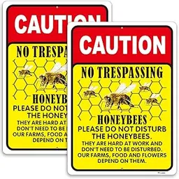Phyabe Caution No Trespassing Honeybees Sign, 2 Pack 10 x 14 inch Metal Reflective Rust Free Aluminum Sign, Weather Resistant, Waterproof, Durable Ink, Easy to Install-picture-27