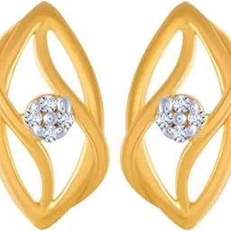 p.c. chandra jewellers 14k (585) Yellow Gold and American Diamond Stud Earrings for Women-picture-22