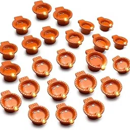 HARSHLOVE Water Sensor Electric LED Diyas Plastic Flameless & Smokeless LED Diwali Light Diya Warm Tea Ligth Candles for All Festivals,Christmas,Home Decorators Led Diwali Diya (Pack of 24)-picture-32