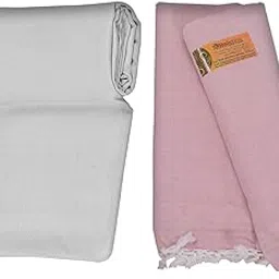 EthnicAlive Bhagalpuri Handloom Organic Luxuirious Chadar/Shawl/Comforter Dull/Cotton Bamboo Fabric Exclusive White and Normal Brown Color Combo Pack of 2 (Size 220x125cm)-picture-30