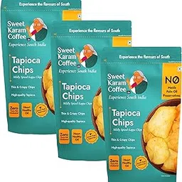 Sweet Karam Coffee Authentic Kerala Tapioca Chips | Traditional Homestyle Thin & Crispy Kappa Chips | No Palm Oil & Preservatives | South Indian Snack | Ready-to-Eat | Tea Time Namkeen | 65g Pack of 3-image-10