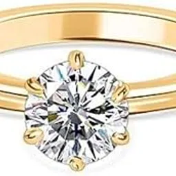 goldhartz Yellow Gold Moissanite Solitaire Ring In 18K Yellow Gold Vermeil Plated Sterling Silver-picture-23