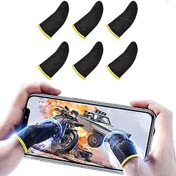 Pubg Anti-Slip Thumb Yellow Sleeve, Slip-Proof Sweat-Proof Professional Touch Screen Thumbs Finger Sleeve for Pubg Mobile Phone Game Gaming Gloves (6 PCS)-image-74