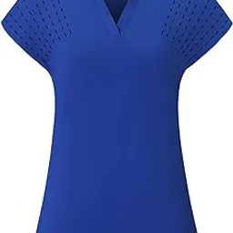 candybay Felisou Womens V Neck Golf Polo Shirts Short Sleeve Sport Shirt Workout Tops, Royal Blue, Large-picture-12