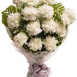 Fresh Flowers Bunch of 10 White Carnations in Cellophane Packing || Bunch of 10 (White)-picture-33