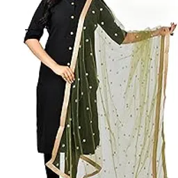 youthquake Women's Net Embroidered Full Size Dupatta With 4 Side Golden Lace-picture-37